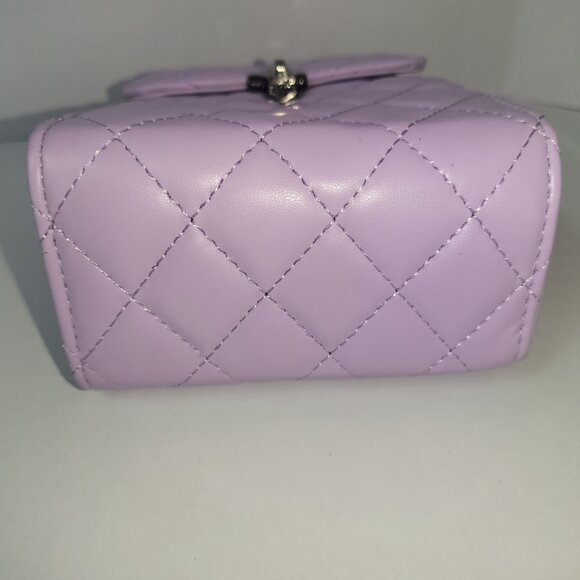 Lavendar Phone Purse Crossbody Quilted Quality Vegan Leather Chain Strap - Picture 9 of 12